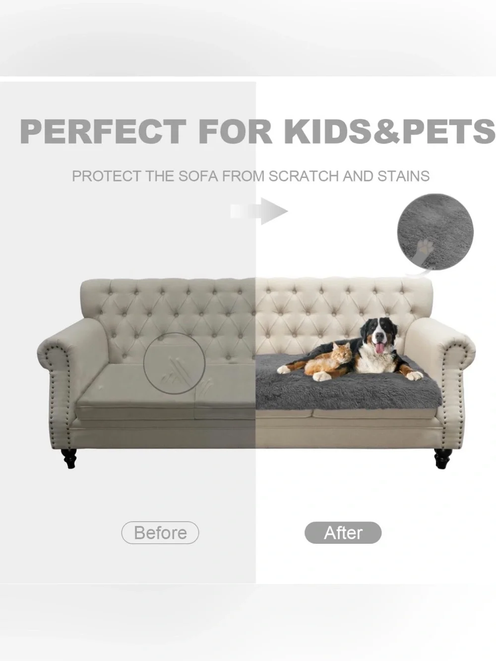 NWOT Dog Pad Washable Couch Cover, Waterproof  (Dark Gray, 37x79)